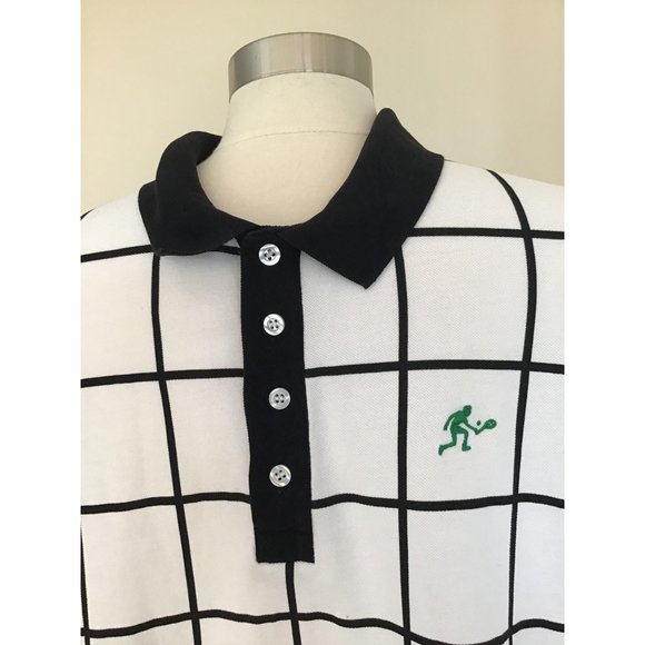ARTHUR ASHE 1975 TENNIS BLACK WHITE CHECK POLO MEN’S SIZE XXL NEW - Picture 2 of 5